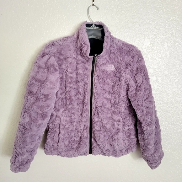 The North Face Girl Jacket Reversible Purple gray Size Medium (10-12) - Picture 1 of 9